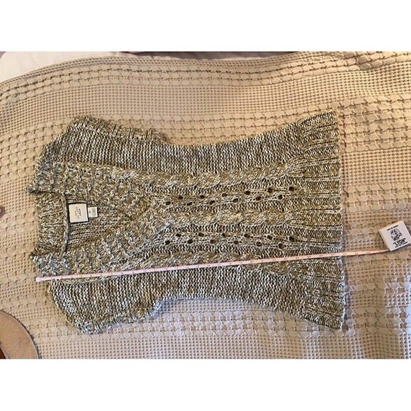 New York "At Last" Variegated Brown Cream and White Sweater Vest Boho Size Large - Picture 8 of 8